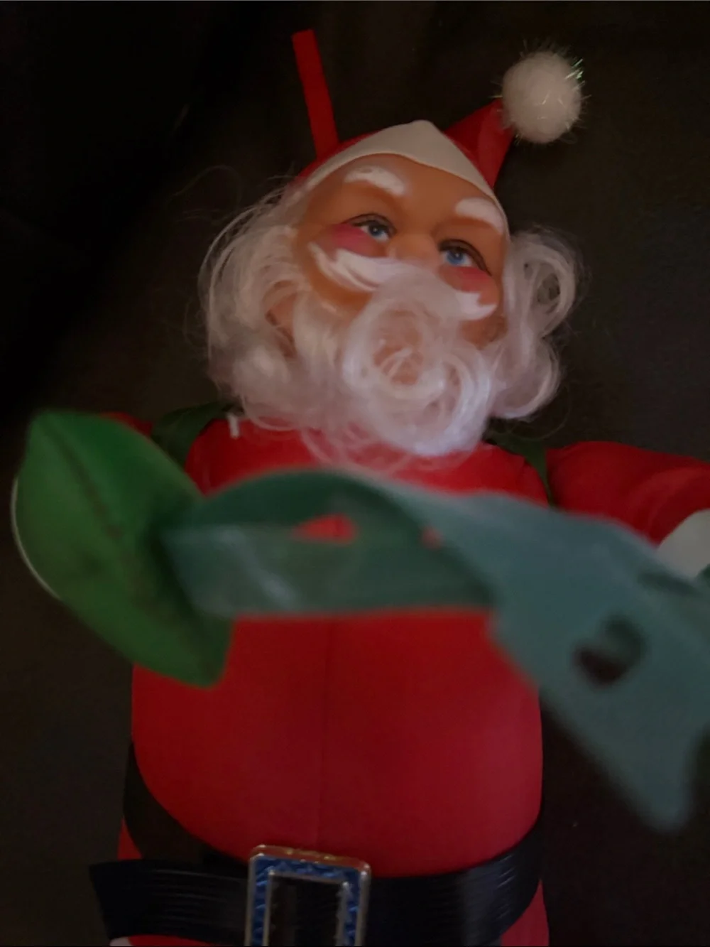 Classic Red Santa Plush Doll with Green Mittens -  Christmas decor festive
